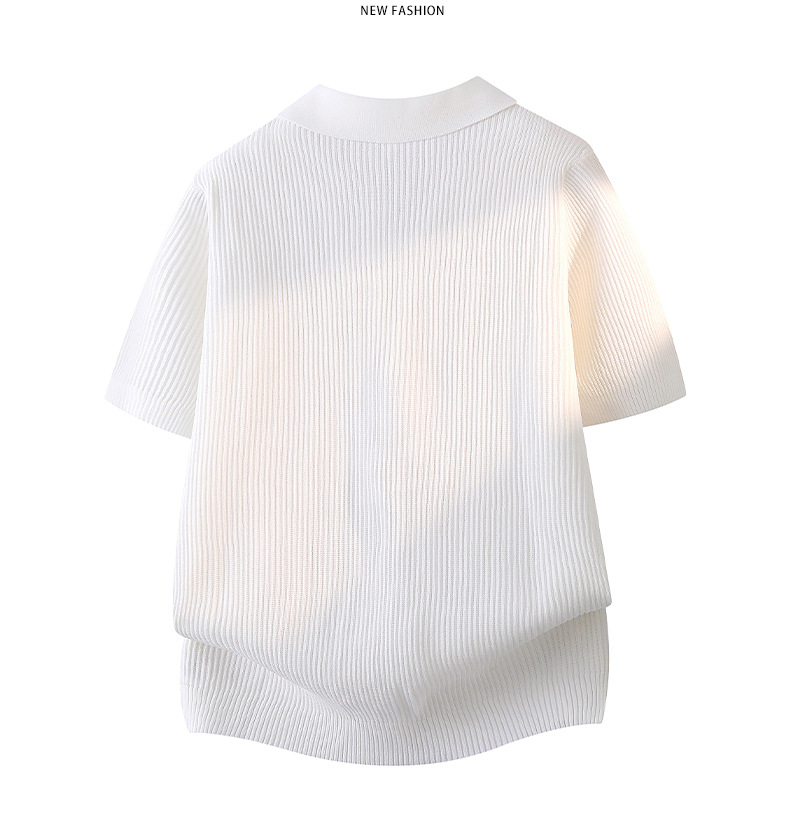 Herren Vintage Polo Hemd Aus Geripptem Baumwollstrick Kurzarm_voghion.com