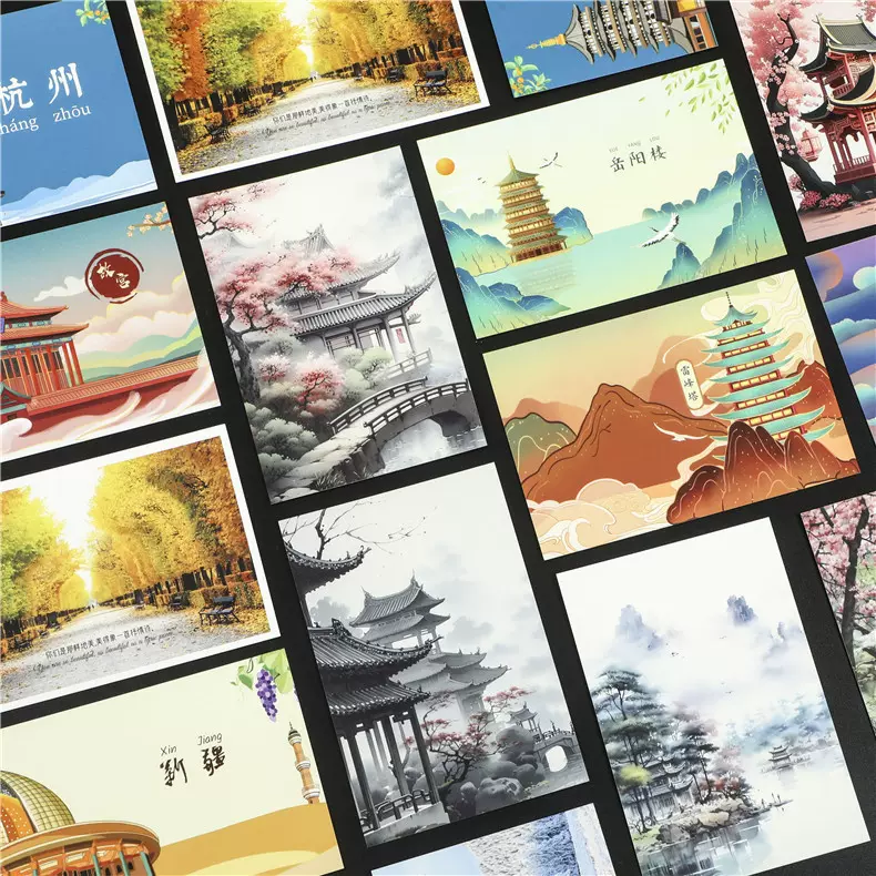 城市名片摄影明信片地图书签旅游出差城市风景文创手帐卡片创意