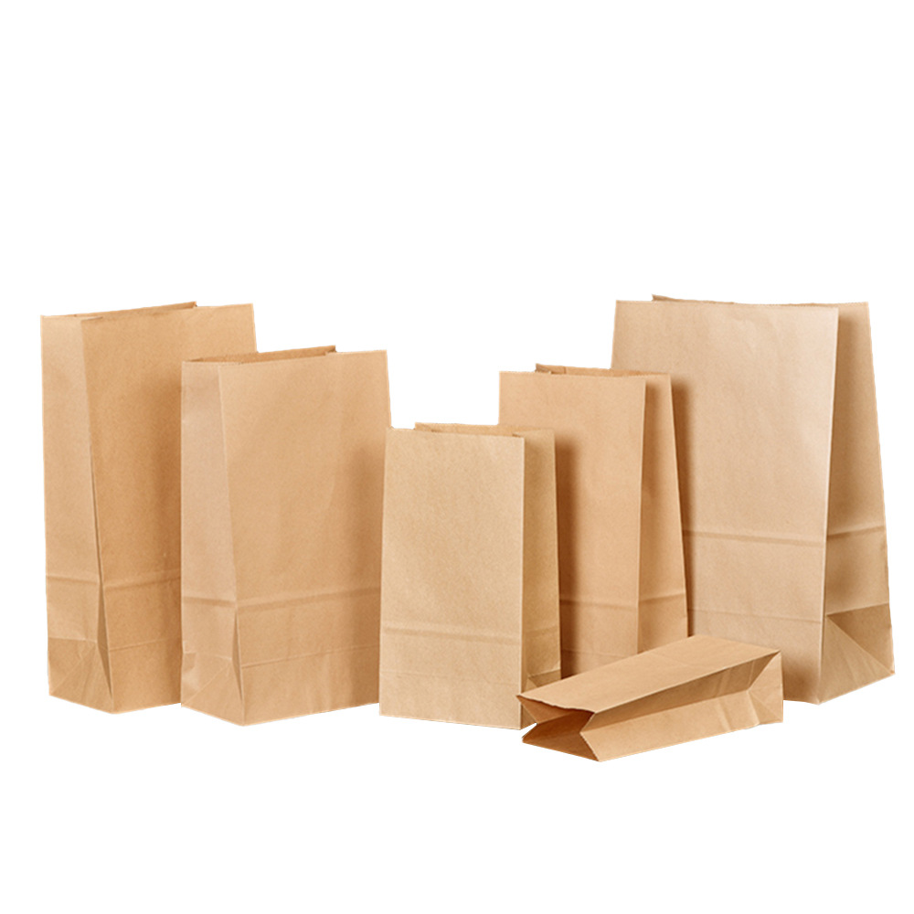 环保可回收牛皮纸棕色方形平底纸袋