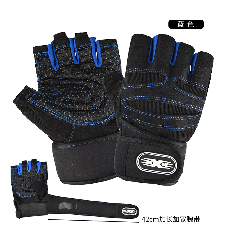 Guantes de gimnasio de medio dedo para hombres al aire libre protección de levantamiento de pesas antideslizante muñeca halteres respirables guantes de bicicleta al por mayor