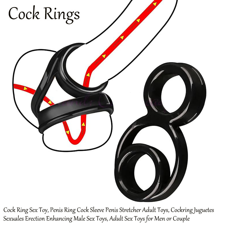 Double Locking Delay Ring, TPE Manual Couples Penis Ring, Black — detail image 3