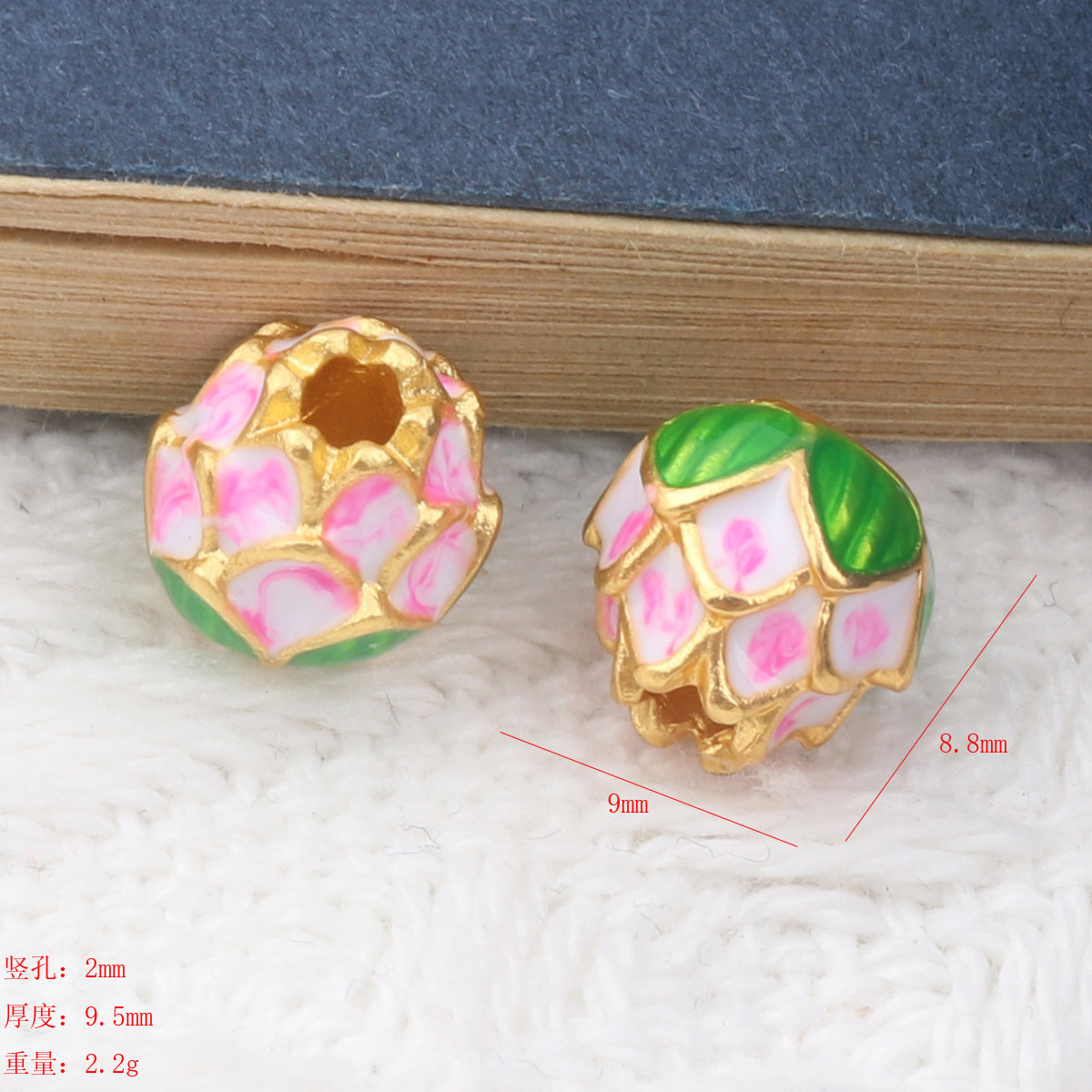 diy沙金配件 花朵系列荷花豎孔蓮花雙面花朵手鍊手機吊墜直播材料