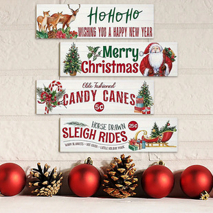 Spot Retro Christmas Decoration Wooden Hanging Sign Elk Wooden Door Sign Santa Claus Snowman Pendant Decoration