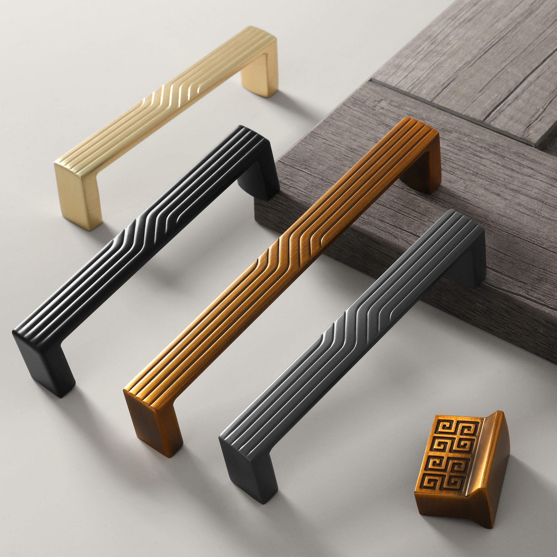 新中式金色鋅合金實心單孔五金配件鞋櫃抽屜櫥櫃門把手櫃門拉手