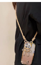 Tejido oblicuo colgante dorado lazo solapa oso ynj