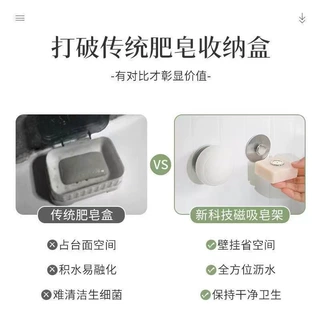 跨境浴室肥皂架 卫生间免打孔香皂架 沥水磁吸304不锈钢肥皂架