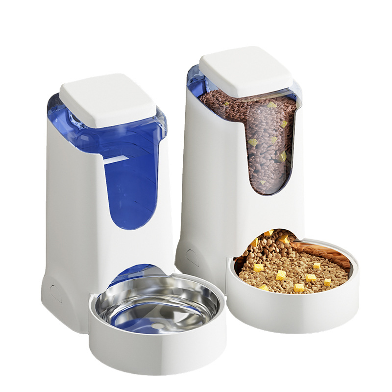 Estilo simple de gran capacidad de almacenamiento automático de agua para mascotas fuente de bebida ensanchada Salida de comida no pegada perro gato alimentador