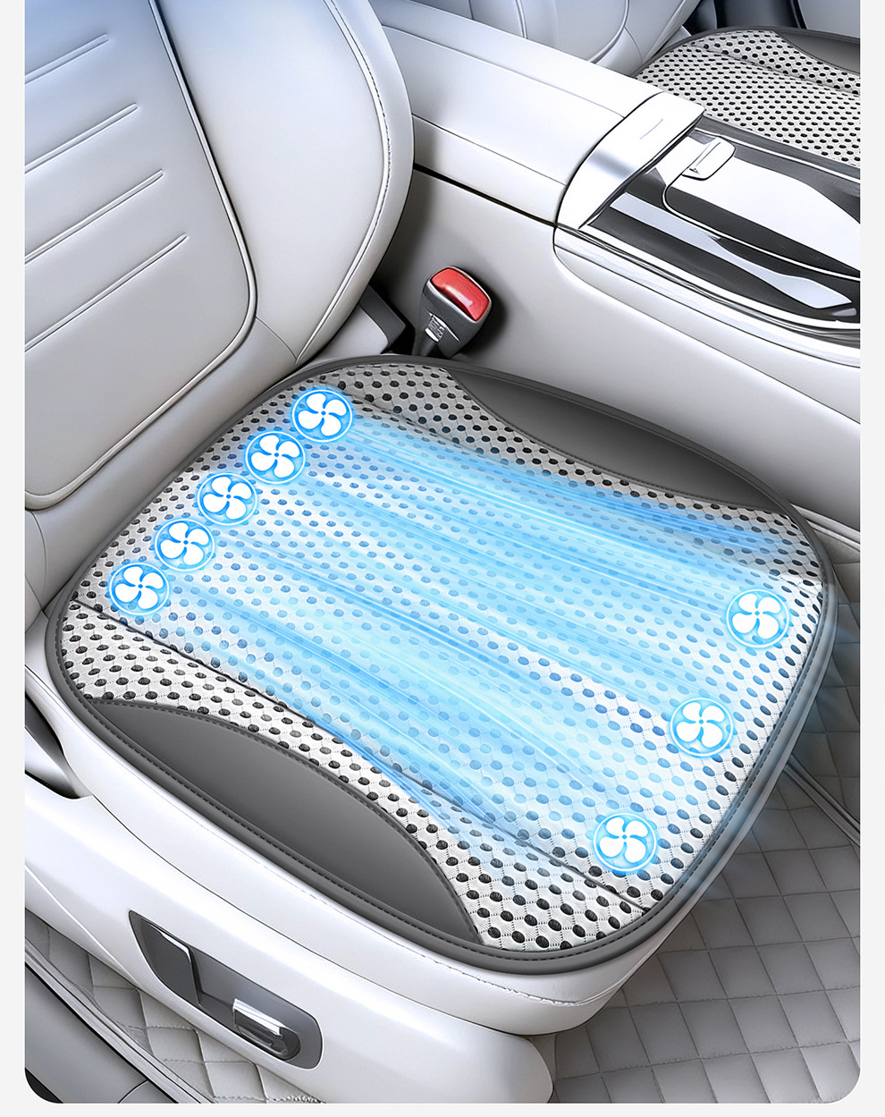 Car Seat Cushion, Summer Cooling and Ventilating Seat Cushion, Breathable and Heat-Dissipating, Household USB Fan Seat Cushion, Car Ice Silk Cooling Cushion