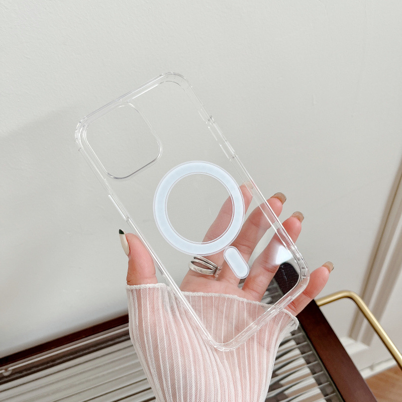 Funda para teléfono móvil magnética transparente Apple 16promax Samsung S25 acrílico 15pro todo incluido 13 funda protectora
