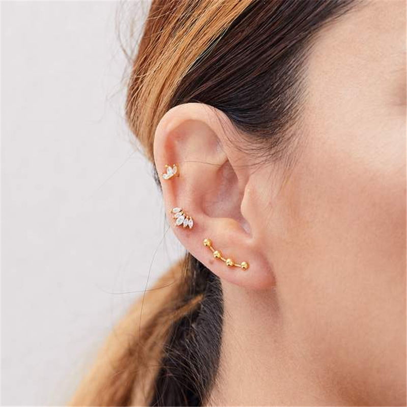 Simple Style Leaf Star Sterling Silver Plating Inlay Zircon Ear Studs 1 Piece display picture 1