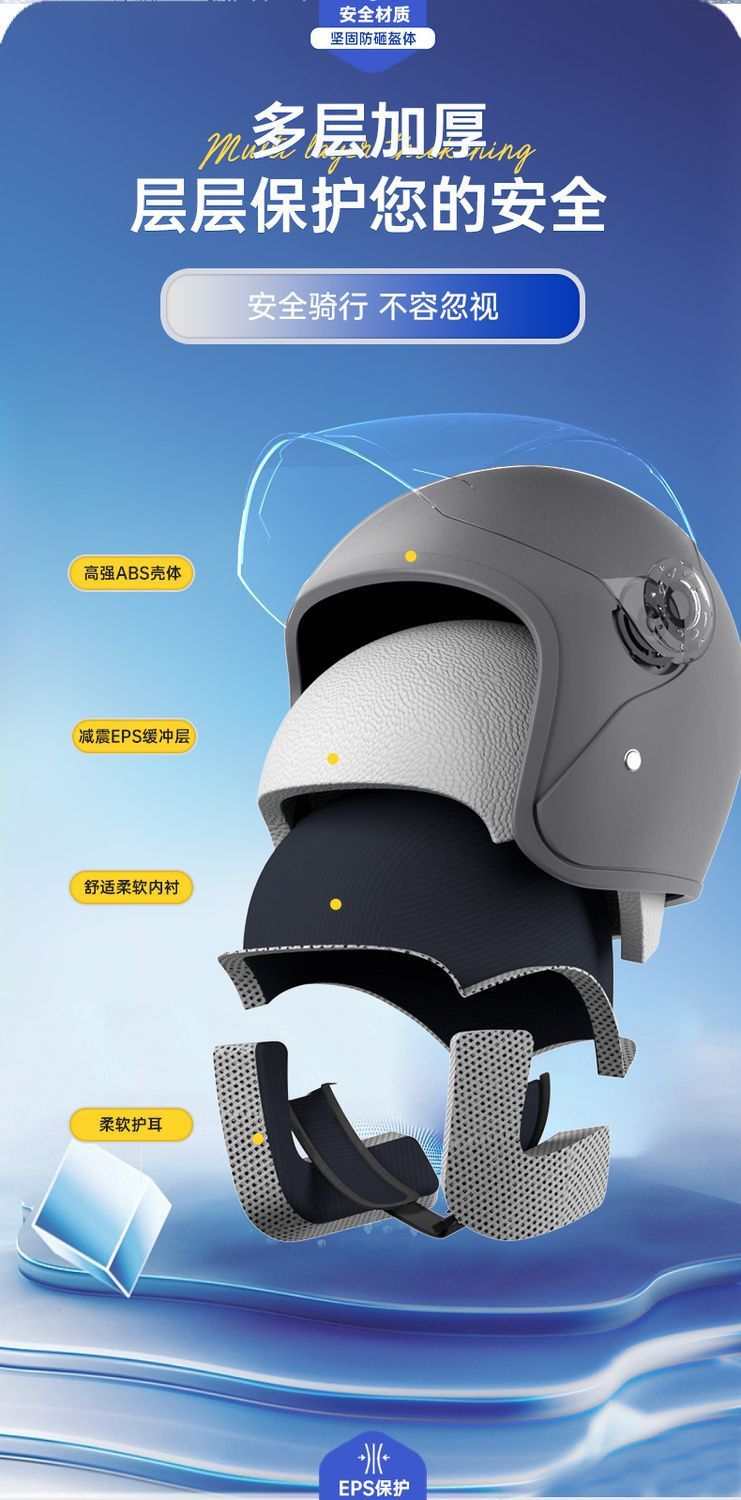 New National Standard Certified Electric Vehicle Autumn and Winter Helmet for Men and Women, Winter Cold-Proof and Warm Motorcycle Helmet, Windproof Half Helmet for Riding