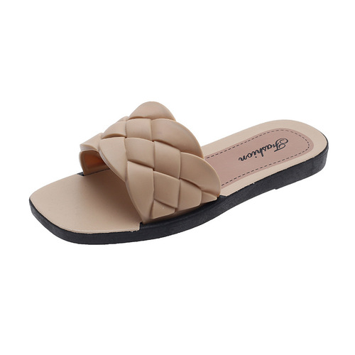 Summer New Women's Slippers for Home, Indoor and Outdoor Wear, Fashion One Strap, Rhombus Outline, Overseas Cross-Border Special Supply, Shopee Wholesale