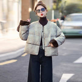 新中式国风羽绒服女2025冬季新款时尚超好看复古短款灰色厚外套