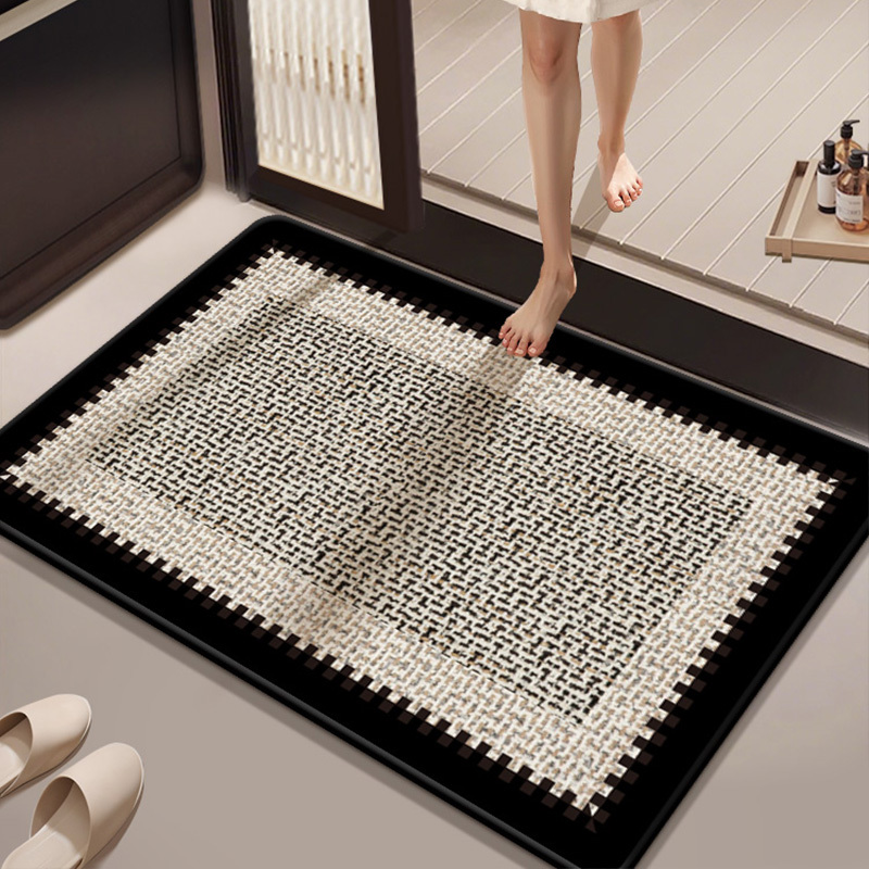 Diatom Mud Floor Mat, Simple Water-Absorbing and Quick-Drying Bathroom Floor Mat, Household Bathroom Door Wear-Resistant Anti-Slip Foot Mat