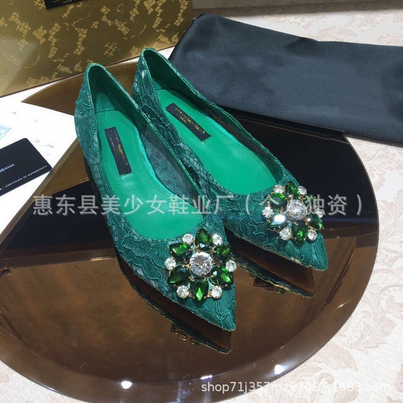 本革アウトソール DG レースポインテッドトゥハイヒールメッシュ通気性ラインストーンフラットヒール黒の結婚式の靴大きいサイズ|undefined