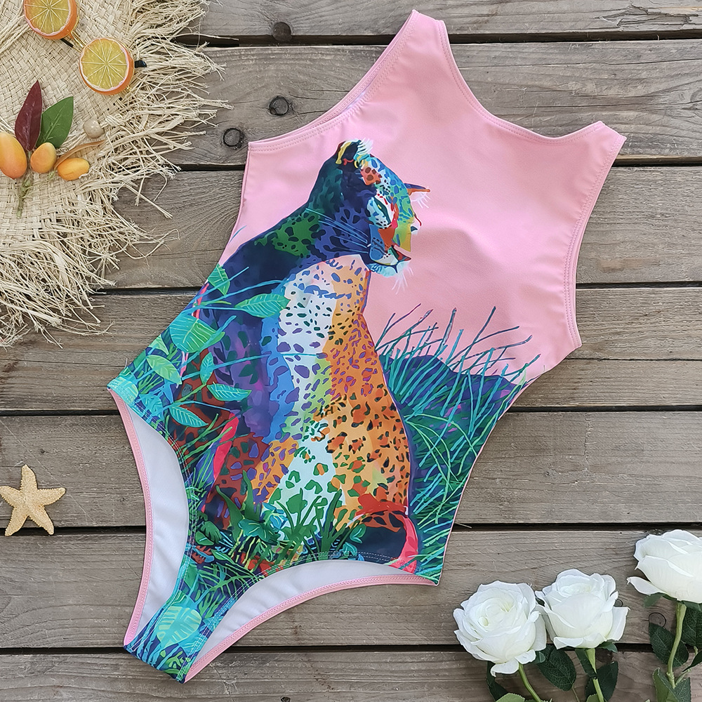 Women'S Gender Tropical Style Women'S Tropical Animal 1 Piece One Piece Swimwear