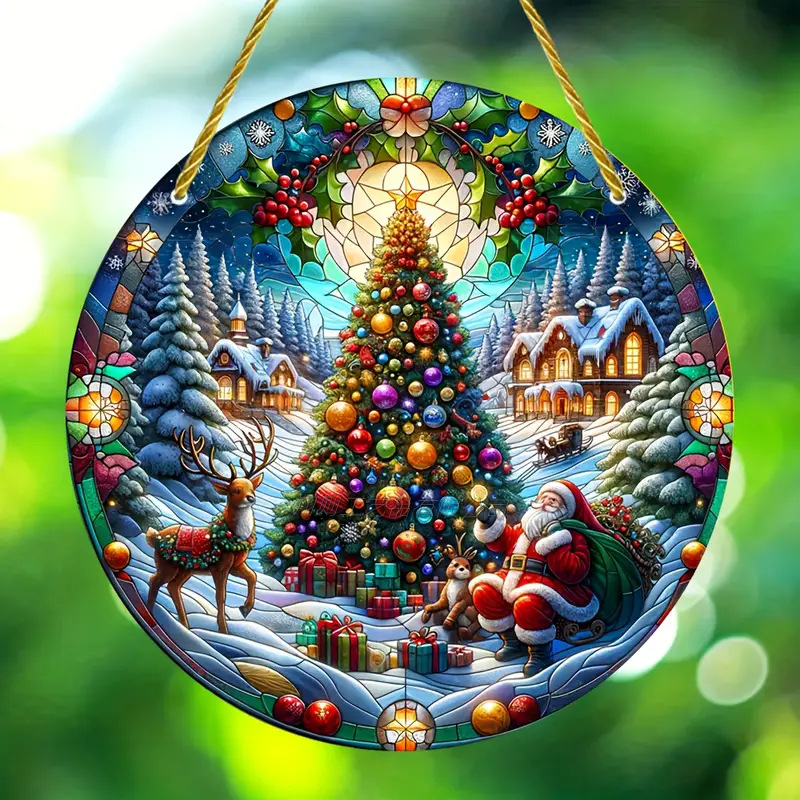 Fabricante de decoración de estilo de Navidad directa, Santa Claus, hombre de pan de jengibre y su casa de pan de jengibre decoración acrílica