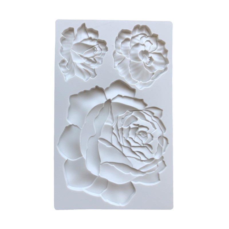 Flor de peonía grande Pastel de cumpleaños Flor de fondant Chocolate Molde de silicona Decoración de pastel Diy resina de pegamento