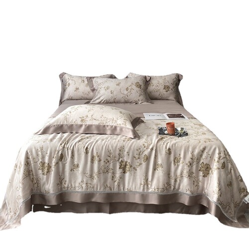 Summer 60-count Tencel hyaluronic acid summer quilt four-piece pastoral flower cool silky washable air-conditioned thin quilt