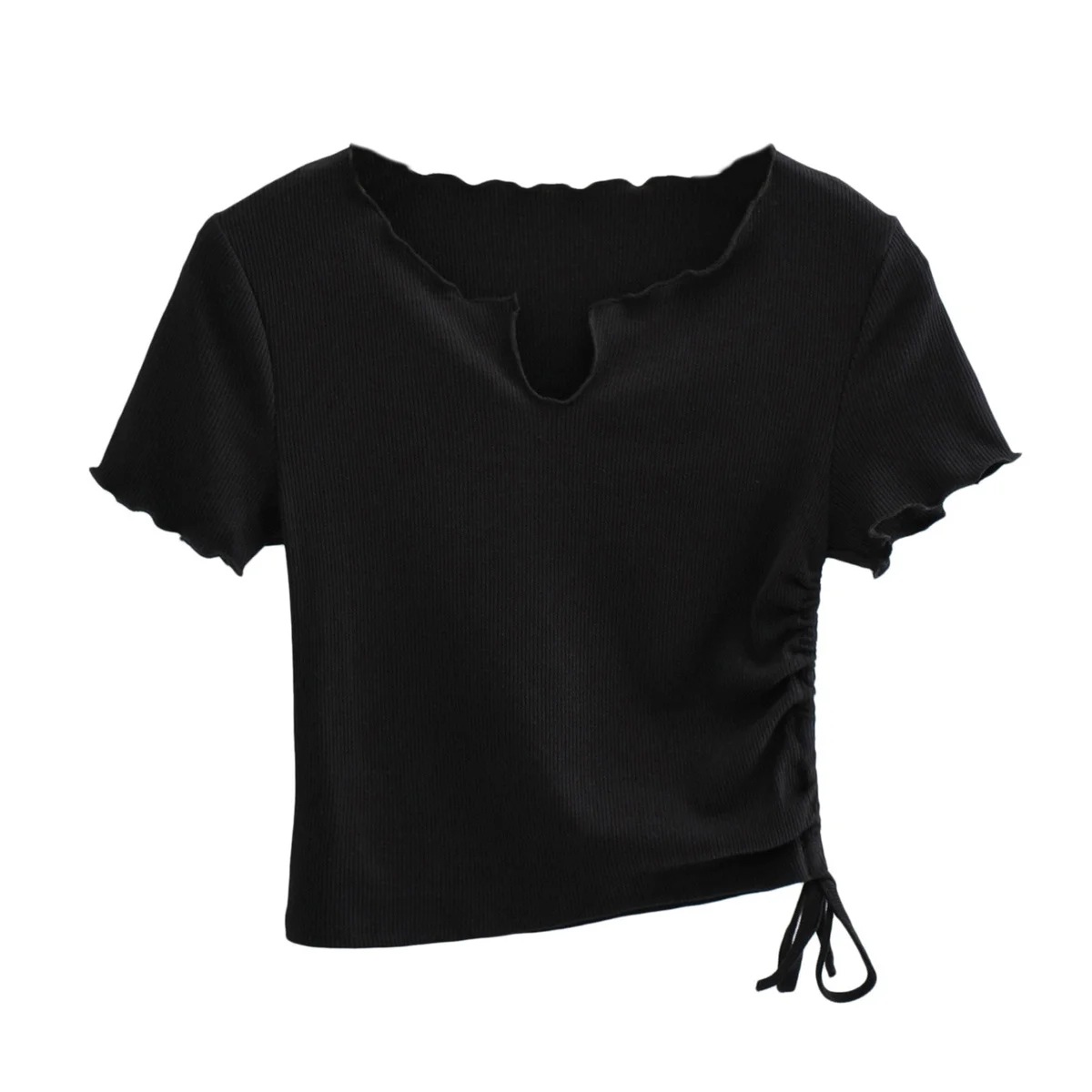 Frill trim side tie T-shirt NSAC47656