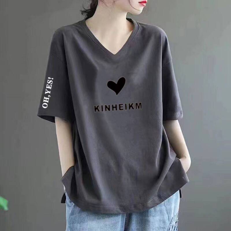 New Summer Cotton-Like Short-Sleeve T-Shirt for Women, V-Neck Top, Plus-Size Loose Simple Half-Sleeve Base Shirt New Summer Cotton-Like Short-Sleeve T-Shirt for Women, V-Neck Top, Plus-Size Loose Simple Half-Sleeve Base Shirt