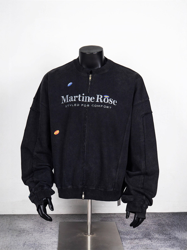 不睡美潮Martine rose水洗工艺不规则拼接宽松男女拉链夹克卫衣潮|undefined
