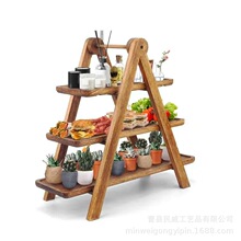 木质多层火锅菜品展示架实木可拆卸水果点心架户外便携式食物架