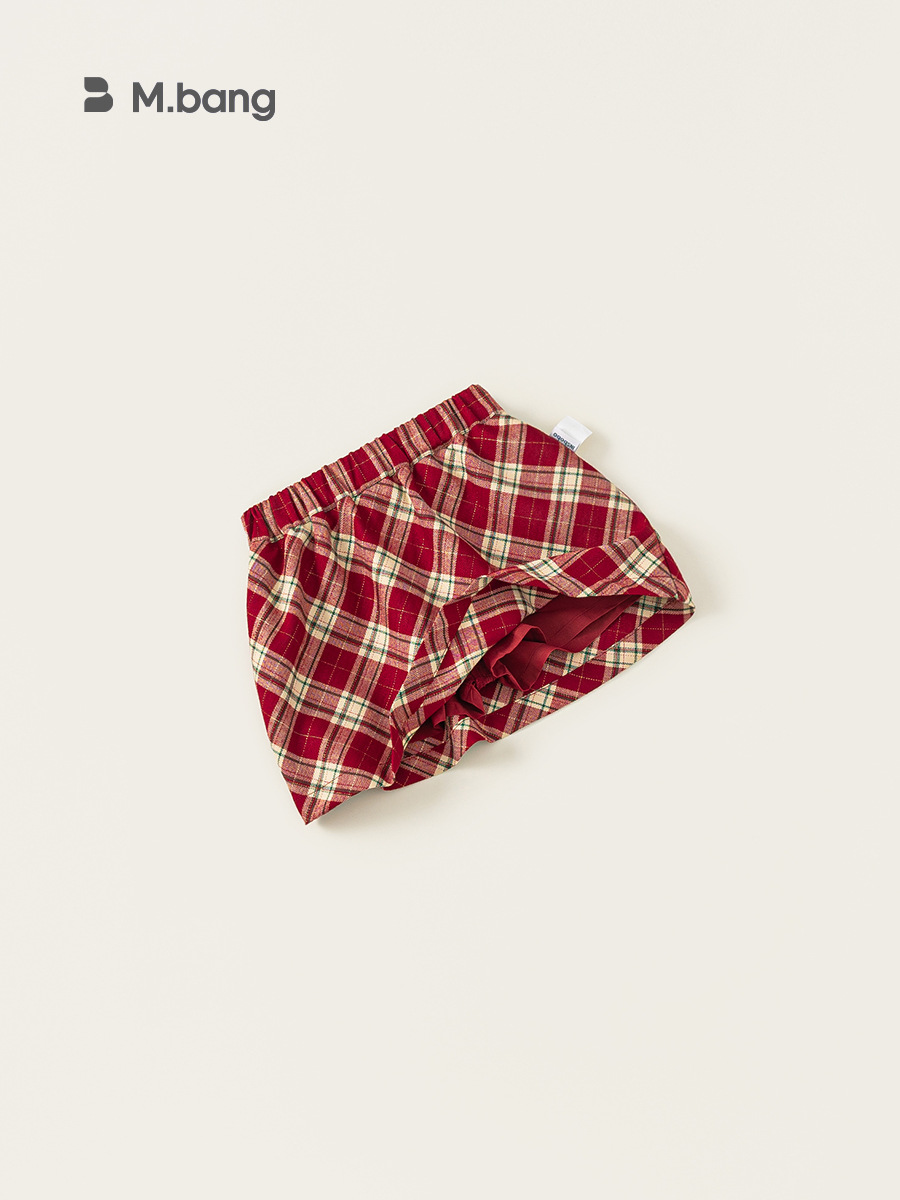 Youbao ropa para niños falda de media longitud para niñas verano nuevo estilo tendón de vaca cintura a cuadros oblicuos falda corta para niños falda de temperamento de bebé femenino media falda