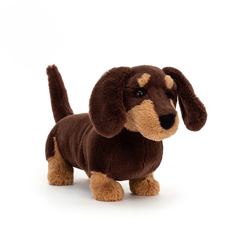 Pelúcia Dachshund - 28cm / Modelo completo com três padrões (siga a coleção para receber um saco de pó)