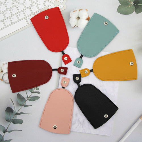 Car key chain leather sleeve pull-out key pouch home lock key organizer car key chain protective cover