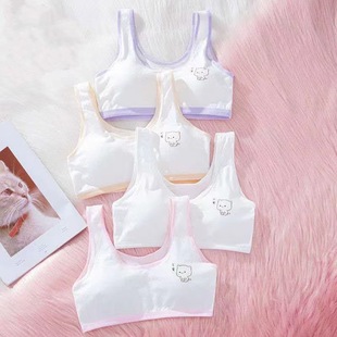 Girls' Bra Development Period Shows Small Chest Underwear Pure Cotton 12-14-16 Years Old Middle School Students' Girls' Tube Top Small Vest