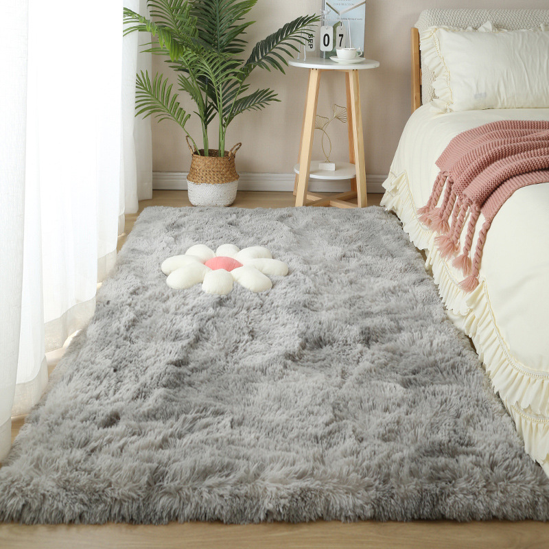 Alfombra mullida para dormitorio – tapete largo junto a la cama o sala, felpa suave, estilo acogedor