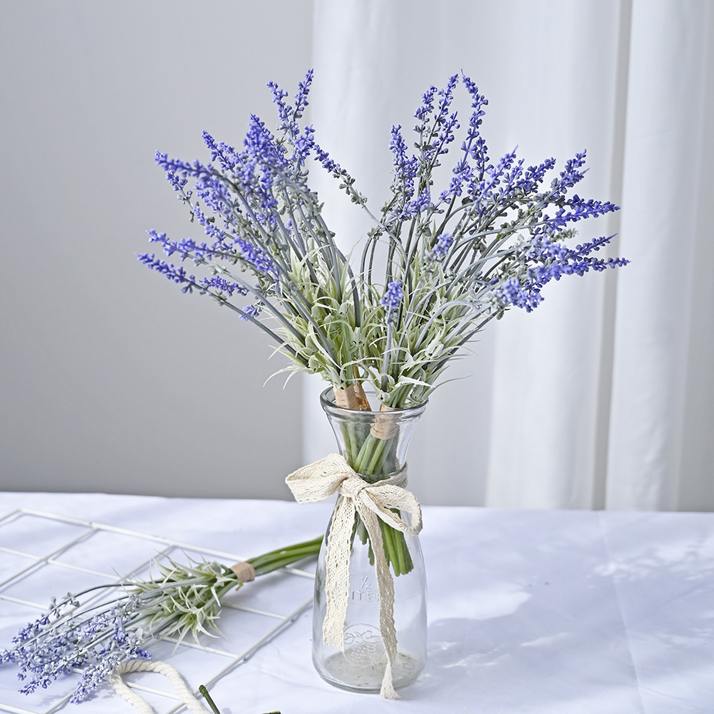仿真薰衣草手札花假花把束塑料假花仿真花束田園藝術家居擺件跨境