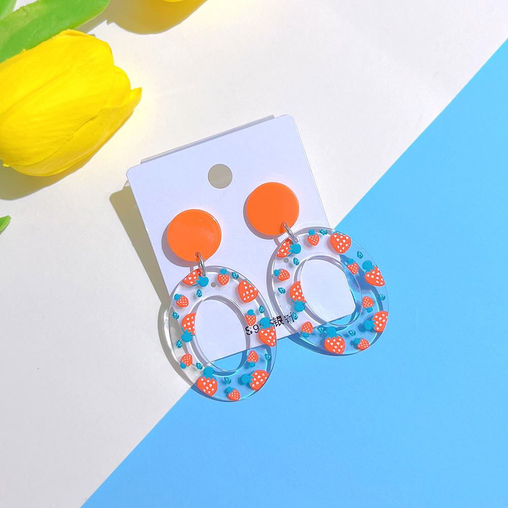 1 Pair Simple Style Oval Flower Arylic Womenu0027S Chandelier Earrings