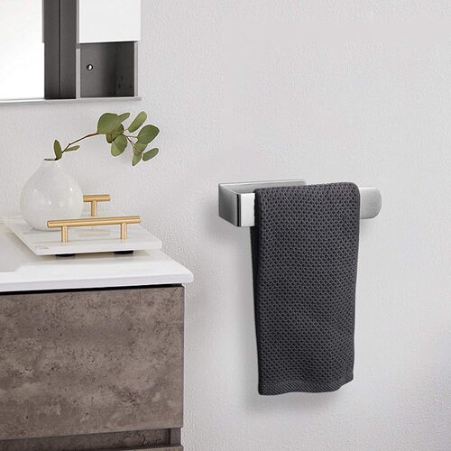 Cross-border square towel ring 304 stainless steel simple hanging towel bath towel rack face wash pendant towel bar no punching
