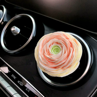 Car aromatherapy perfume wholesale Buttercup peony car air conditioning outlet decoration car expansion stone ornaments women (Car Perfume Aromatherapy) - champagne-powder-peony