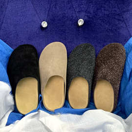 The Row牛反绒雪花包头平底拖鞋女外穿简约舒适圆头一脚蹬勃肯拖