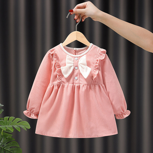 Children's Apron Eating Bib Fall and Winter Stylish Cute Girls Baby Cover Coat Waterproof Stainproof Corduroy Baby Protection Clothing