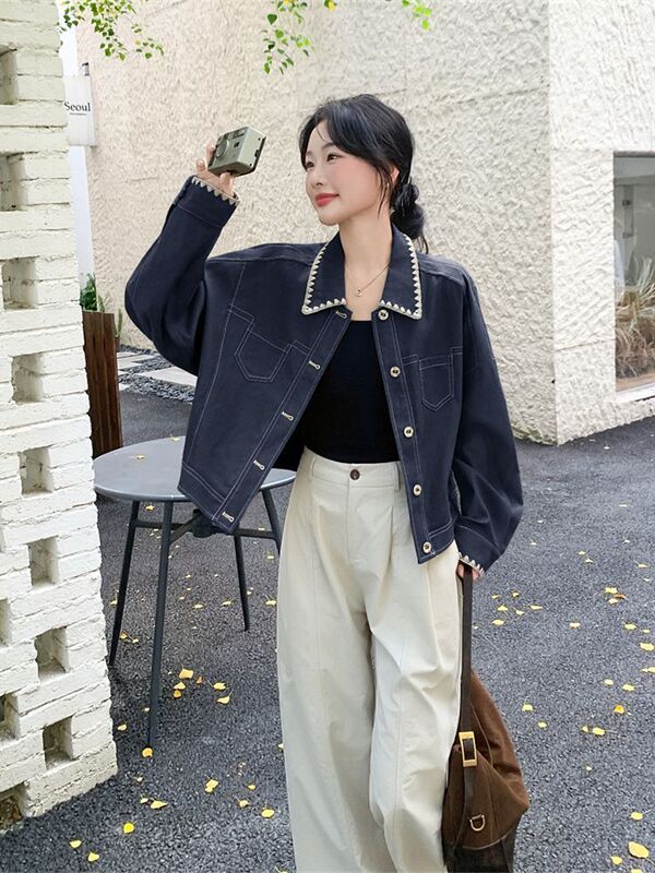 韩版休闲摩卡棕短外套女春秋2025新款小个子夹克上衣巨好看感|undefined