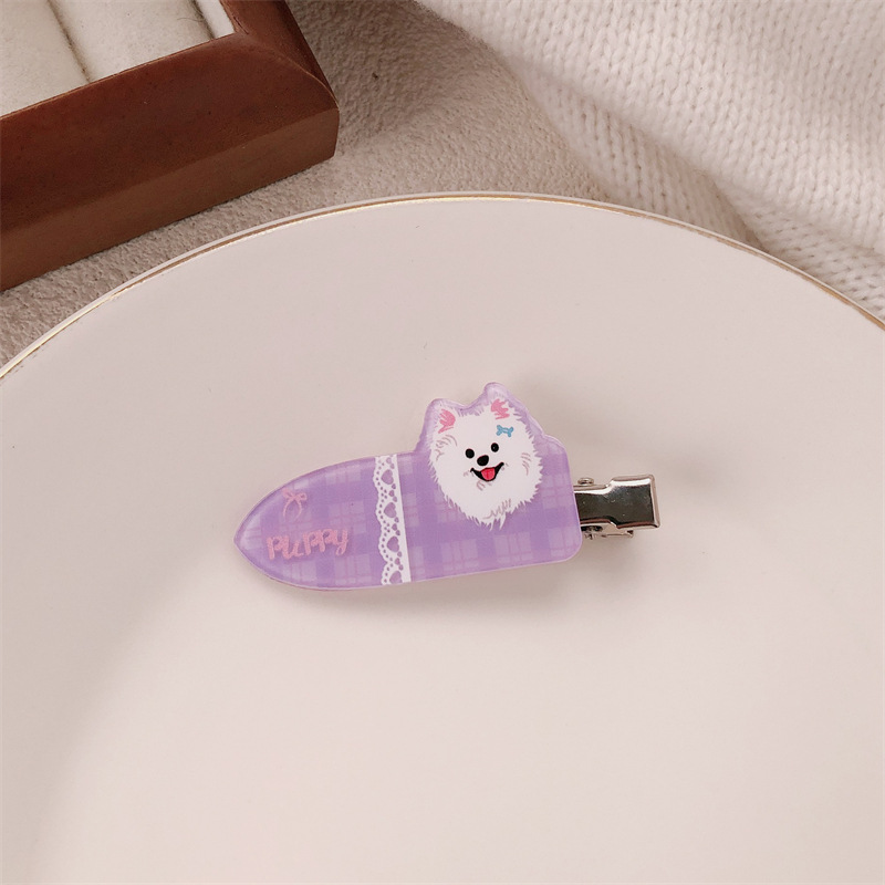 Lindas pinzas para el cabello de par de cachorros para mascotas, pinzas sin marcas de corazón de niña linda, pinzas de flequillo dulces y versátiles, accesorios para el cabello de dibujos animados