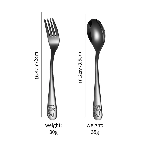 Bear spoon and fork black