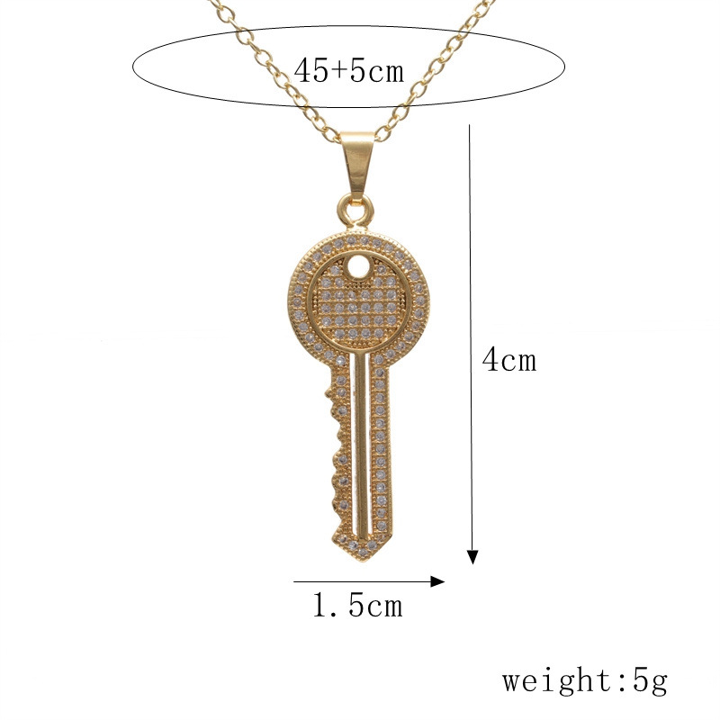 Fashion Key Lightning Copper Necklace Inlay Zircon Copper Necklaces
