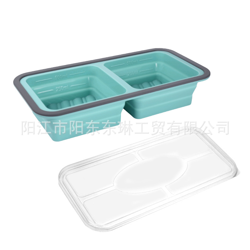 Transfronteriza venta caliente de silicona plegable caja de almuerzo caja de almuerzo caja de preservación de alimentos calentada por microondas caja de envasado