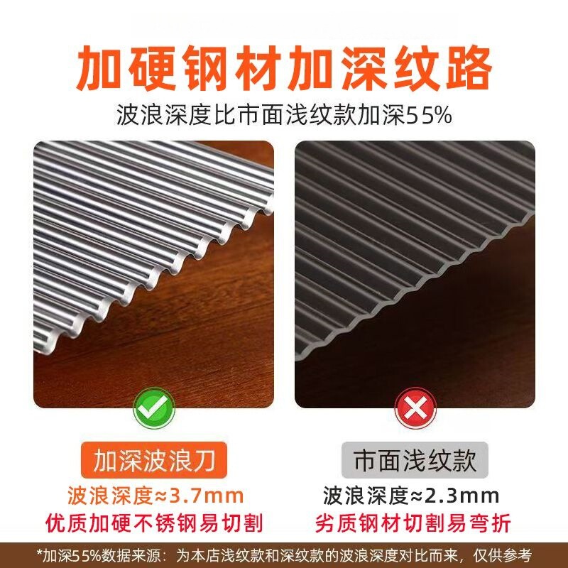 新加深纹波浪刀家用304不锈钢狼牙土豆刀切菜花式波纹切菜器家用|undefined