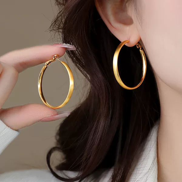 Exquisitely Crafted High-Quality S999 Silver Brushed Plain Hoop Earrings, Luxurious and Elegant Circular Ear Studs, Niche Ear Accessories