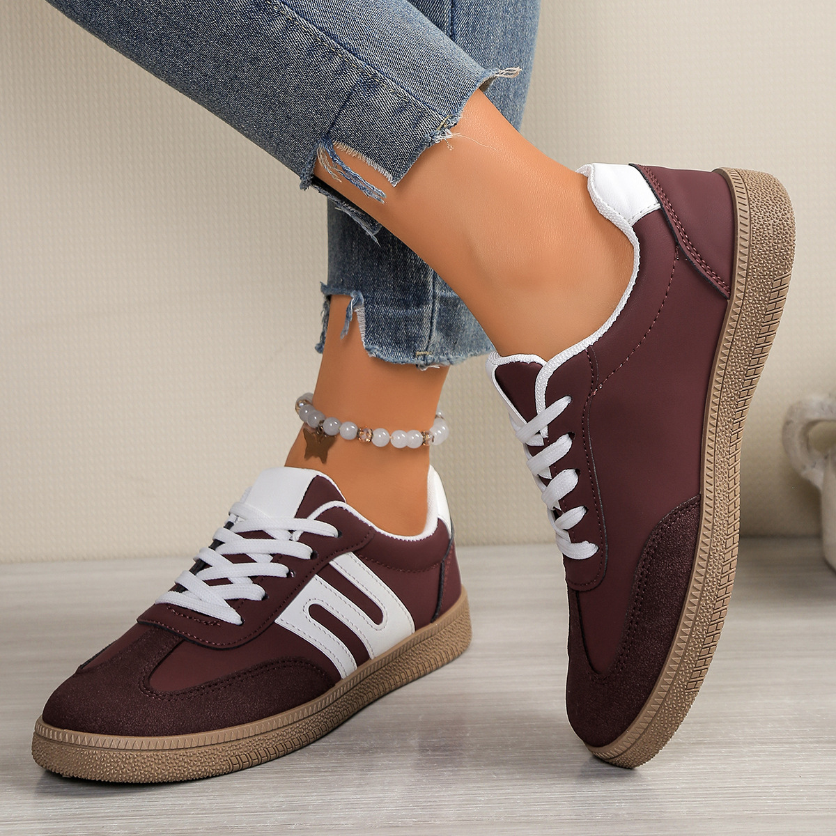 Zapatos de entrenamiento de comercio exterior de mujeres 2026 primavera nuevos zapatos blancos con suela plana transpirables zapatos deportivos casuales zapatos de suela suave image 4