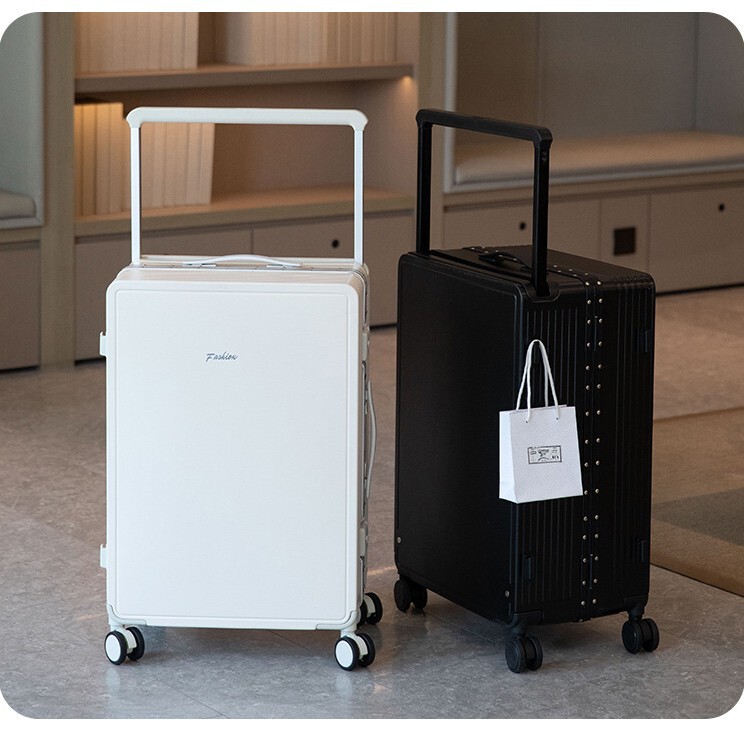 Wide Pull Rod Luggage Case Women's Lightweight Large Capacity Suitcase Silent Universal Wheel Solid Color Ultra Light Aluminum Frame Password Case Wide Pull Rod Luggage Case Women's Lightweight Large Capacity Suitcase Silent Universal Wheel Solid Color Ultra Light Aluminum Frame Password Case