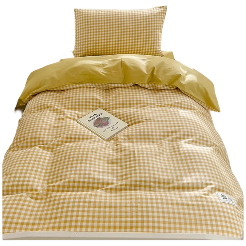 Dormitorio traje de cama de algodón de tres piezas 2025 nuevo estudiante universitario individual juego completo de sábanas de edredón de algodón para todas las estaciones