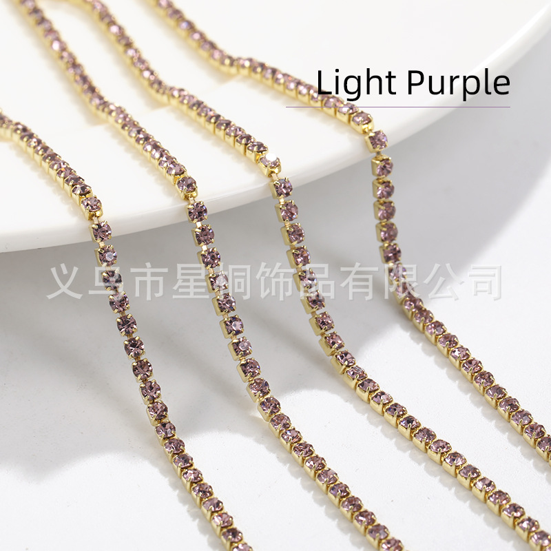 Ventas directas transfronterizas 2mm-3mm fondo de cobre color cuatro esquinas cadena de garras cadena de diamantes densa ropa de bricolaje accesorios para vestidos de novia