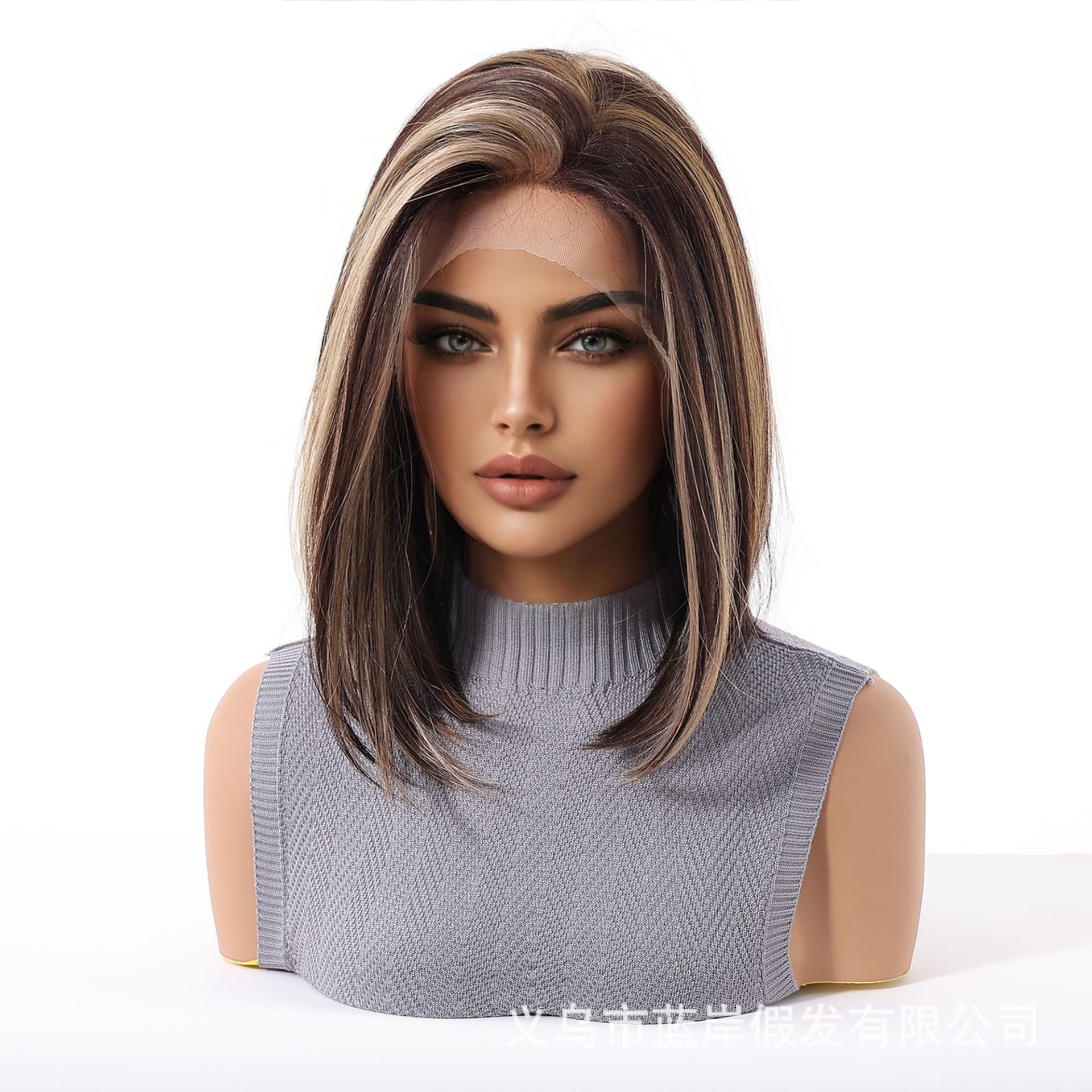 Nueva peluca de encaje completa 13*6, estilo europeo y americano, corte bob, marrón oscuro, estilo corto de verano, stock disponible de fábrica.